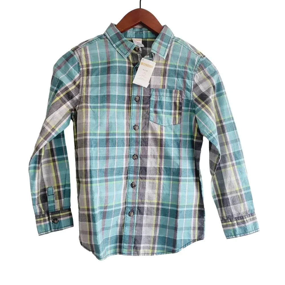 New Gymboree 7/8 plaid button down
